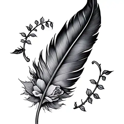 Feather Wrapped In A Rose Vine