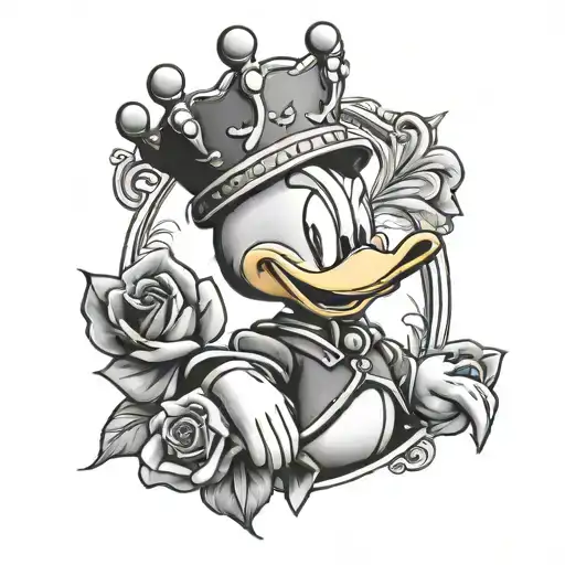 Donald Duck With Crown And Rose
