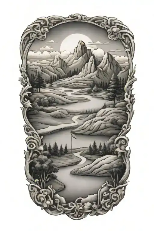 Golf Landscape Tattoo Featuring