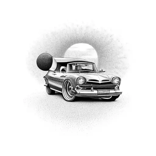 Driving In A Convertible At Sunset