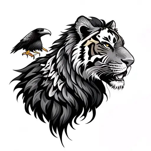 Eagle Lion And Tiger Surrounded