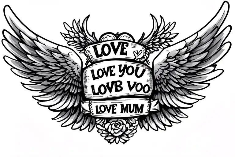 Wings On Forearm With The Writing Love You Loads Love Voo Love Mum