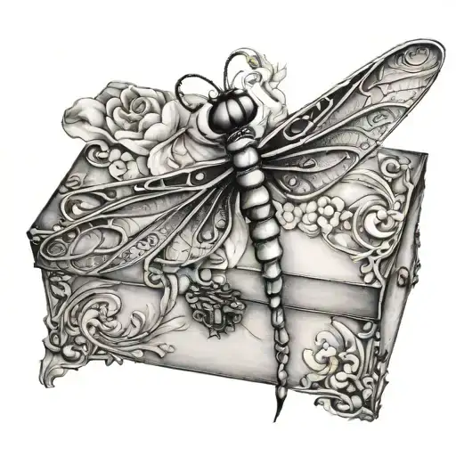 A Jewelry Box With A Dragonfly Design On Top