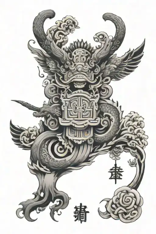 Korean Inspired Design Featuring Iconic Symbols Forming