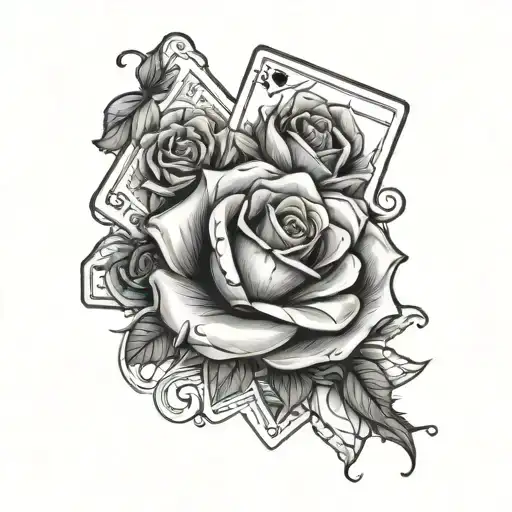 Rose In The Middle Of Cards