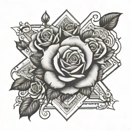 Rose In The Middle Of 4 Cards Hand