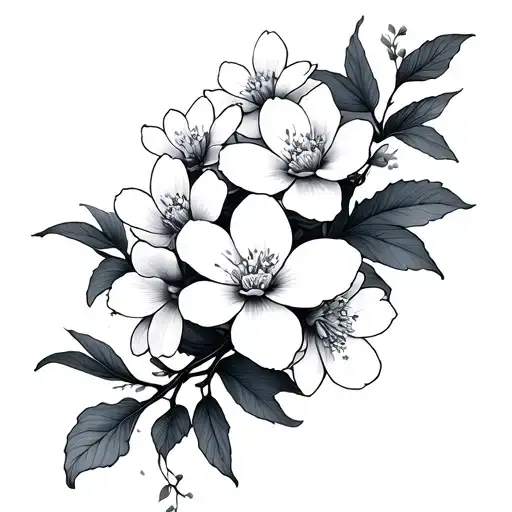 Sakura Flowers Fine Line With Cybersism