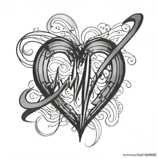 Tattoo Of A Heartbeat Line That Intertwines With A Heart