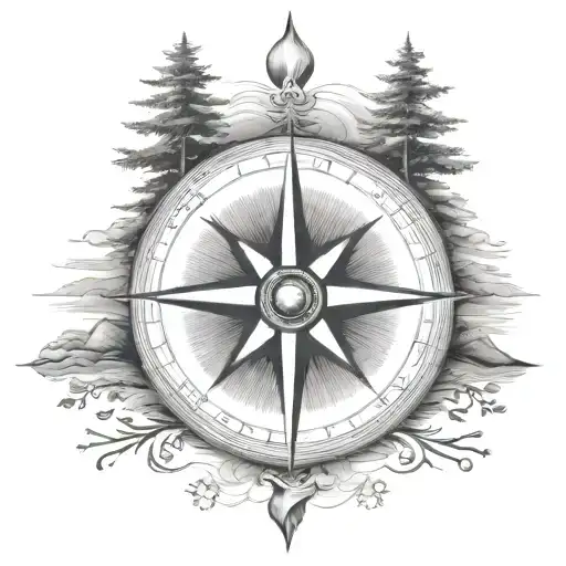 Wind Rose With Hills And Planet