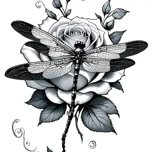 Rose And Dragonfly