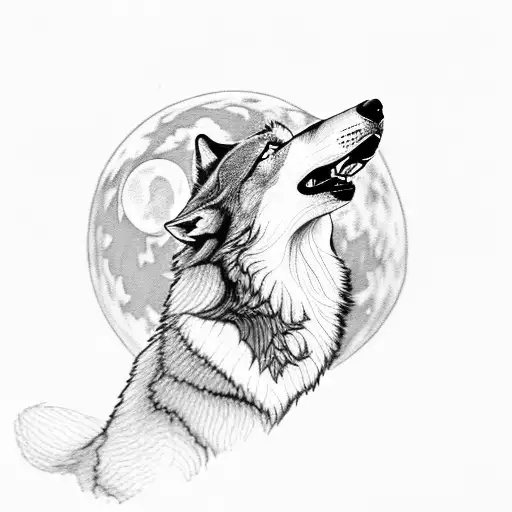 A Wolf Howling At A Moon Made Of Musical Notes