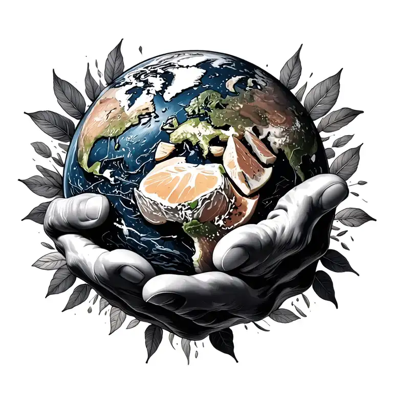 Atlas Holding Earth Made Of Food Items
