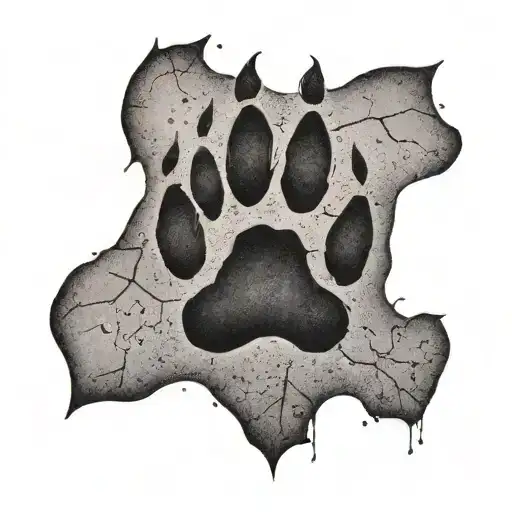 Bear Paw Print In The Dirt