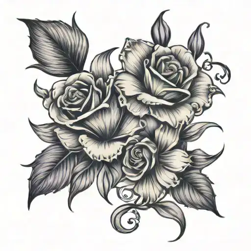 Violet Rose Iris Lily Daisy Sweet William Flower Intertwined