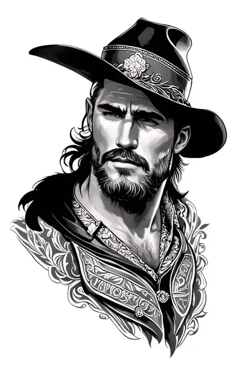 Mens Western Sleeve Tattoo Featuring