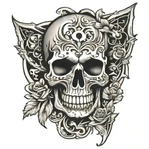 Skull And Hearts Card