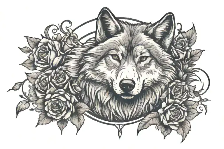 Wolf Inside Flower Frame