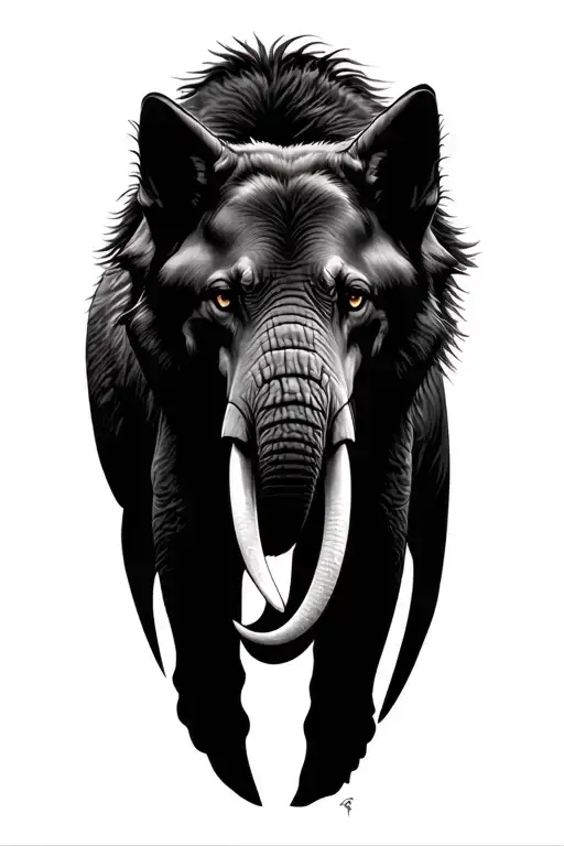 Elephant And Wolf Face
