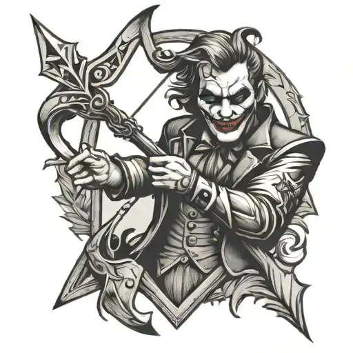 Bow And Arrow Inside A Playing Card Joker