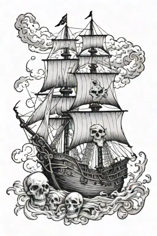 Pirate Ship And Skull Instead