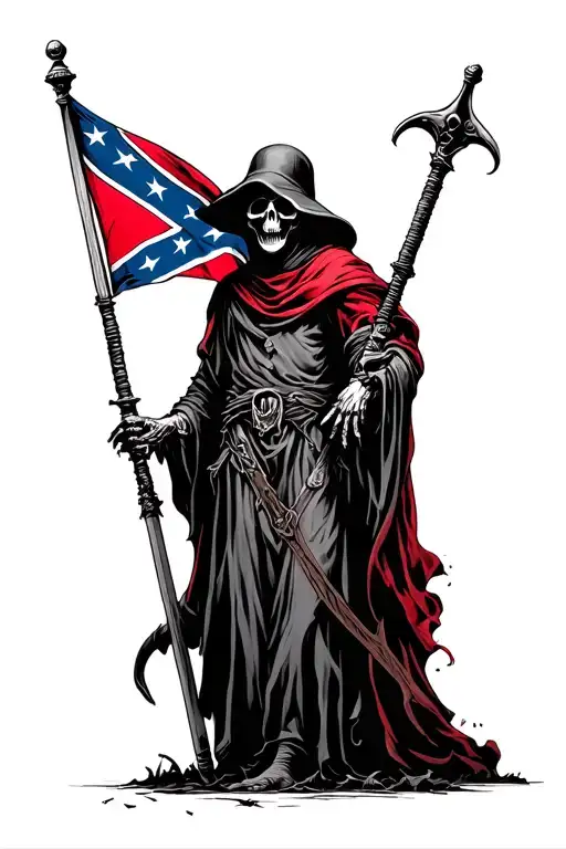 Grim Reaper And Get A Confederate Flag Intertwined