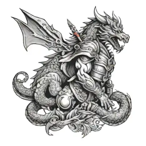 Russian Warrior With Slain Dragon