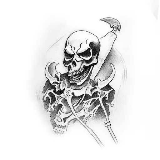 Leg Sleeve With A Grim Reaper