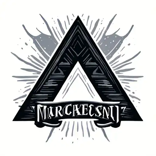 Two Triangle And Line Without Filling With The Inscription