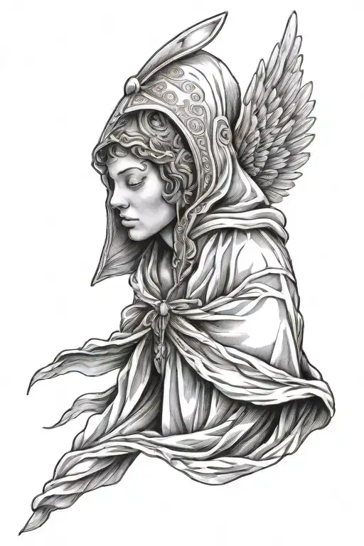 Angel With Hood And Eyes Closed