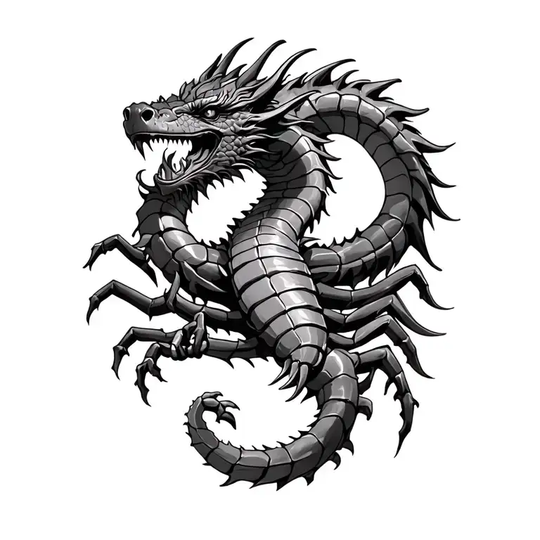 Wood Dragon With A Scorpion Intertwined