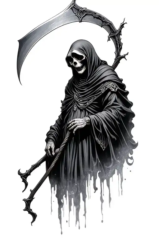 Grim Reaper With Scythe Gothic Theme Creepy And Horror
