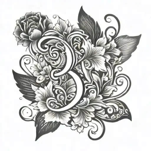Fine Letter B Tattoo With A Floral Pattern Inspired