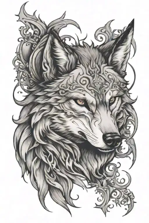 Wolf Norse Mythology Black Grey