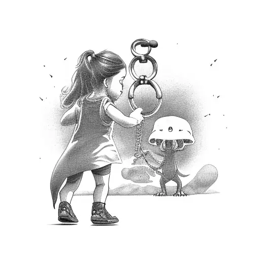 Little Girl Who Leads A T Rex On Leash