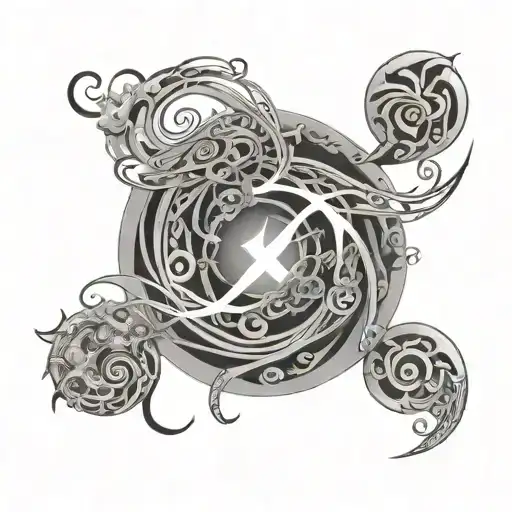 An Abstract Design Of Swirling Elemental Energies Intertwining With Symbols Of Earth Magic