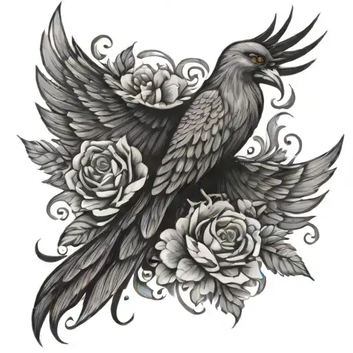 Phoenix And Flowers Back