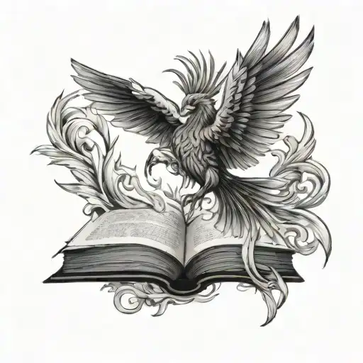 Phoenix Emerging From Book