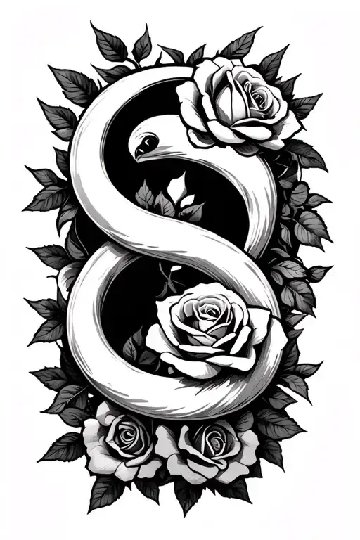 Ouroboros And Roses Intertwined Narrow