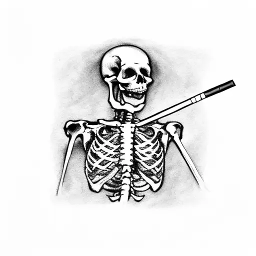 Skeleton Smoking Cigarette