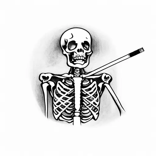 Skeleton Smoking Cigarette