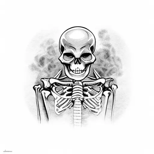 Skeleton Smoking A Cigarette