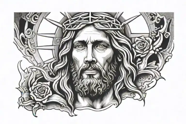 Jesus Face Tattoo Design
