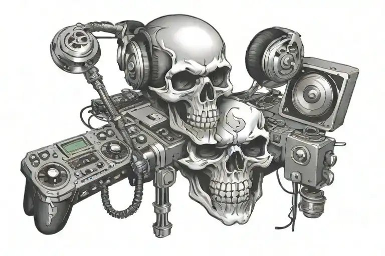 Skull Dj Controller Music Dj Tatto Chest