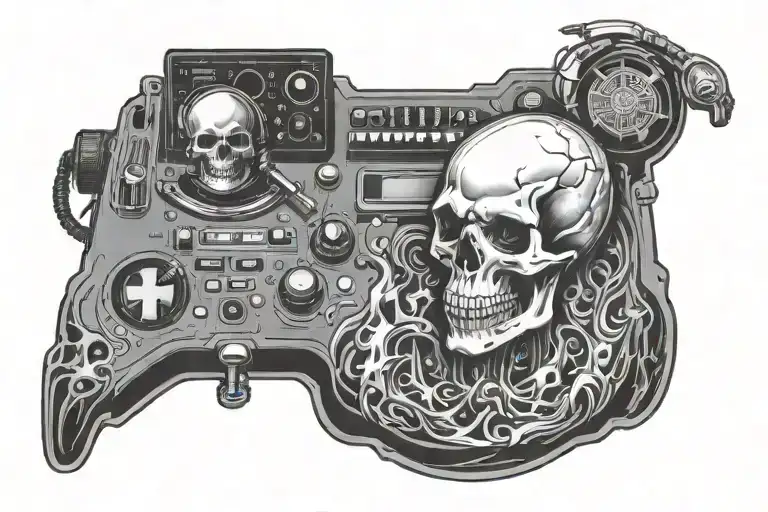 Skull Fire Dj Controller Music Dj Tatto Chest