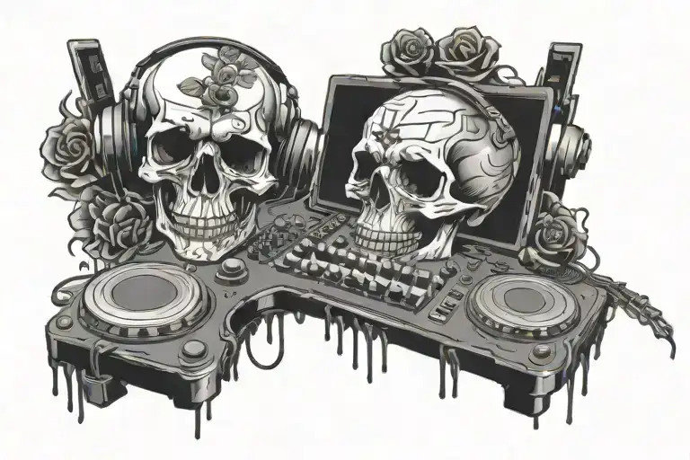 Skull Roses Fire Dj Controller Keyboard Merging