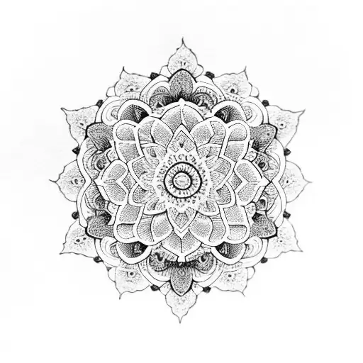 Floral Mandala With Intricate Dotwork