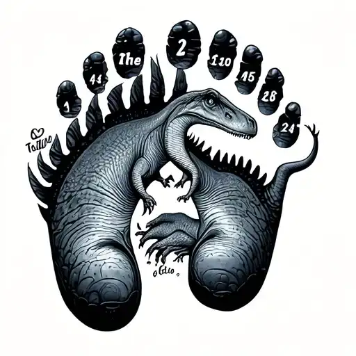 Kids Birth Footprint With Dinosaurs Birthdates