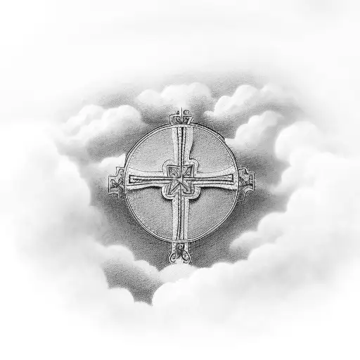 Christian Cross In The Clouds