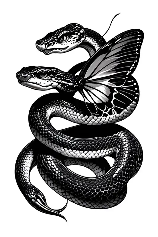 Snake And Butter Fly