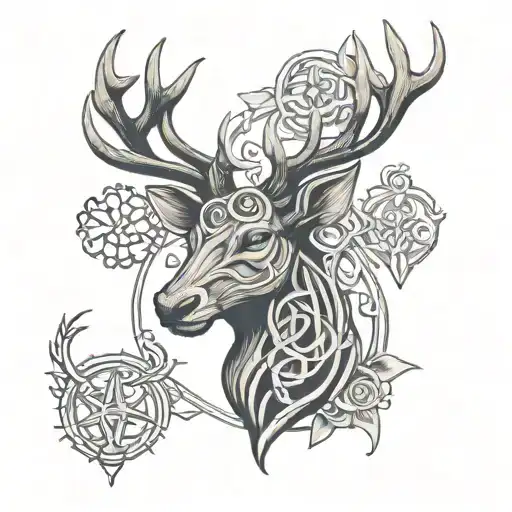 Celtic Stag Head With Triquetra